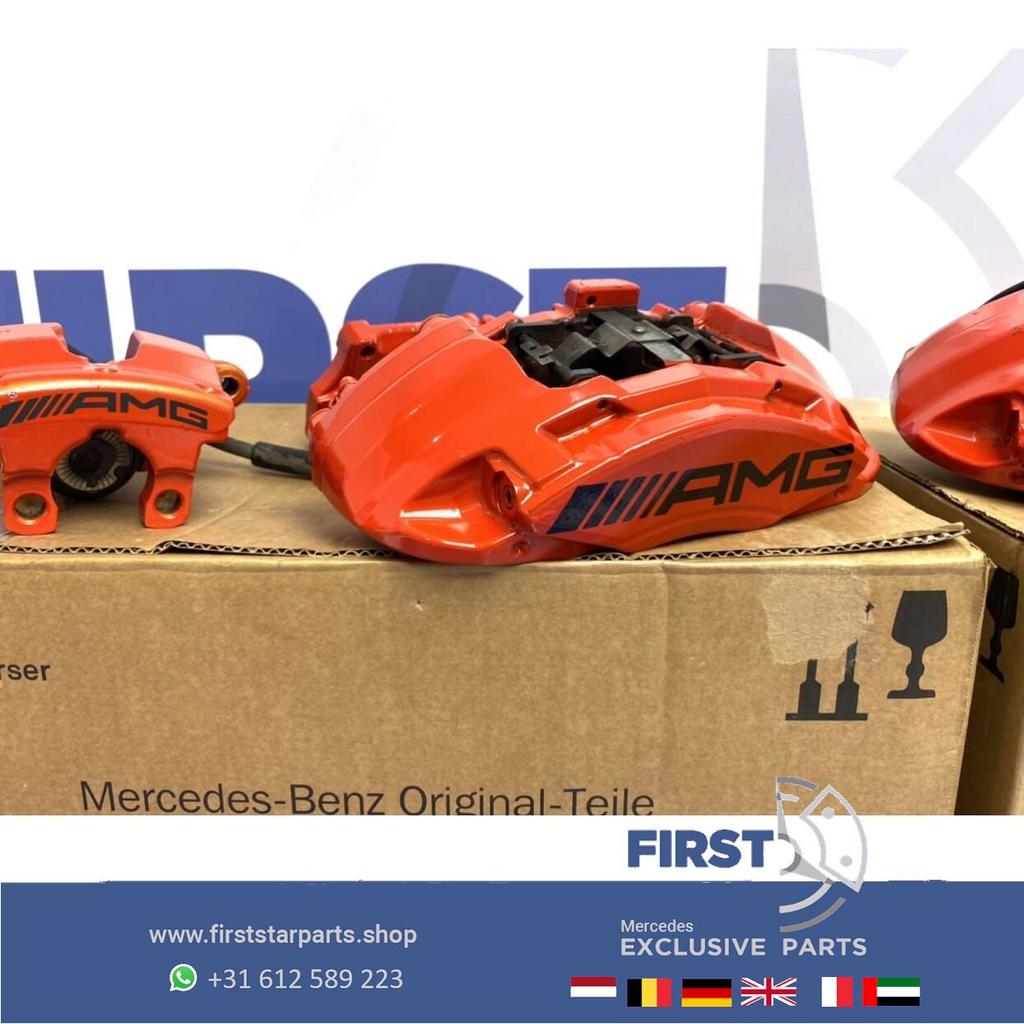 W205 C43 AMG LINE REMMEN SET (4x) ROOD Mercedes C Klasse 200, Auto-onderdelen, Remmen en Aandrijving, Gebruikt, -, Ophalen of Verzenden