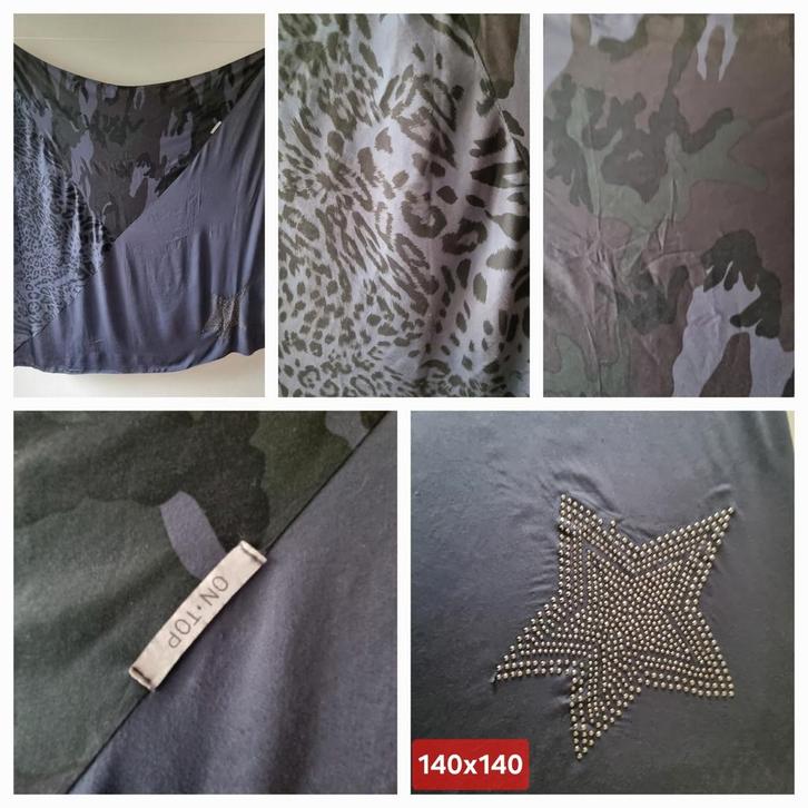 Grote stoere blauwe shawl On-Top, Kleding | Dames, Mutsen, Sjaals en Handschoenen, Zo goed als nieuw, Sjaal, Maat 46/48 (XL) of groter