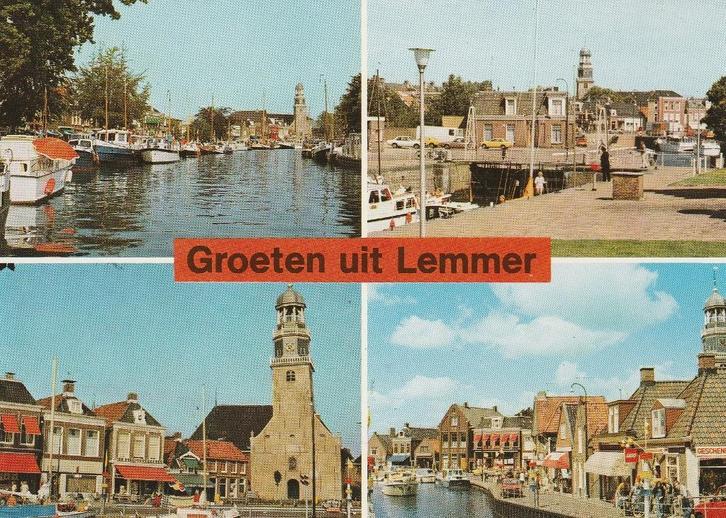 LEMMER Haven Kerk Sluis Kade Groeten, Verzamelen, Ansichtkaarten | Nederland, Ongelopen, Friesland, 1980 tot heden, Verzenden