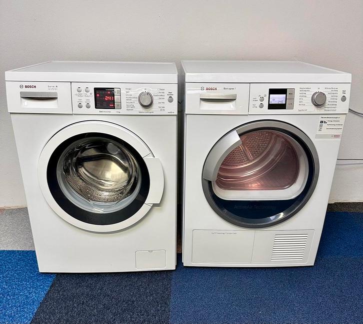 Setje Bosch Serie 6 wasmachine & warmtepomp droger 8 kg AKls, Witgoed en Apparatuur, Was-droogcombinaties, Zo goed als nieuw, 6 tot 8 kg