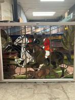 Oud glas in lood, jacht., Doe-het-zelf en Verbouw, Glas en Ramen, Ophalen, Gevelraam of Ruit, Gebruikt, Glas in lood