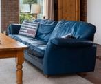 Gratis blauwe leren bank - Zuid West Friesland, Huis en Inrichting, Ophalen, Gebruikt, Vintage, Driepersoons