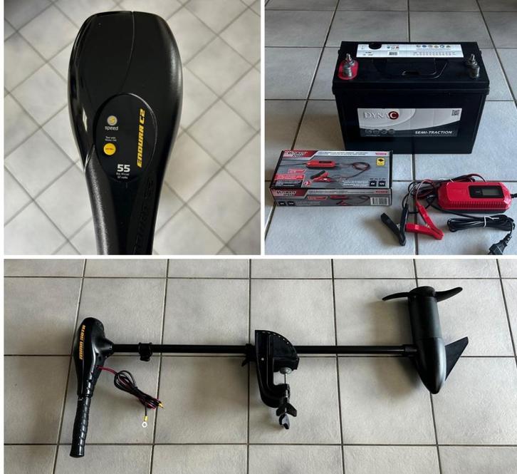 ZGAN ! Complete Set Minn Kota 55 LBS en Dynac 105 Ah / lader, Watersport en Boten, Hengelsport | Algemeen, Zo goed als nieuw, Overige typen