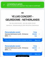 Kanye West - Ye concert Gelredome Arnhem - staanplaatsen, Tickets en Kaartjes, Concerten | Pop, Drie personen of meer, Juni