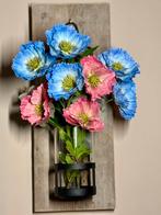 Nieuw! Wandbord met vaas en kunstbloemen - Pink/Blue, Ophalen of Verzenden, Nieuw
