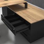 MN Directiebureau Cube Antraciet Natuur Eiken, Ophalen of Verzenden, Nieuw, Bureau