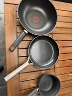 Pannenset: , Wokpan, Koekenpan, Steelpan, Huis en Inrichting, Keuken | Potten en Pannen, Ophalen of Verzenden, Gebruikt, Overige materialen
