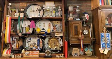Verzameling Trofeeën en Medailles, vintage sport memorabilia beschikbaar voor biedingen