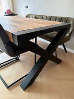 Mango Houten Eettafel met Metalen Onderstel, Ophalen, Gebruikt, Teakhout, 50 tot 100 cm