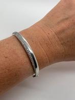 X891 Prachtige zilveren bangle armband strass, Sieraden, Tassen en Uiterlijk, Armbanden, Ophalen of Verzenden, X, Zilver, X