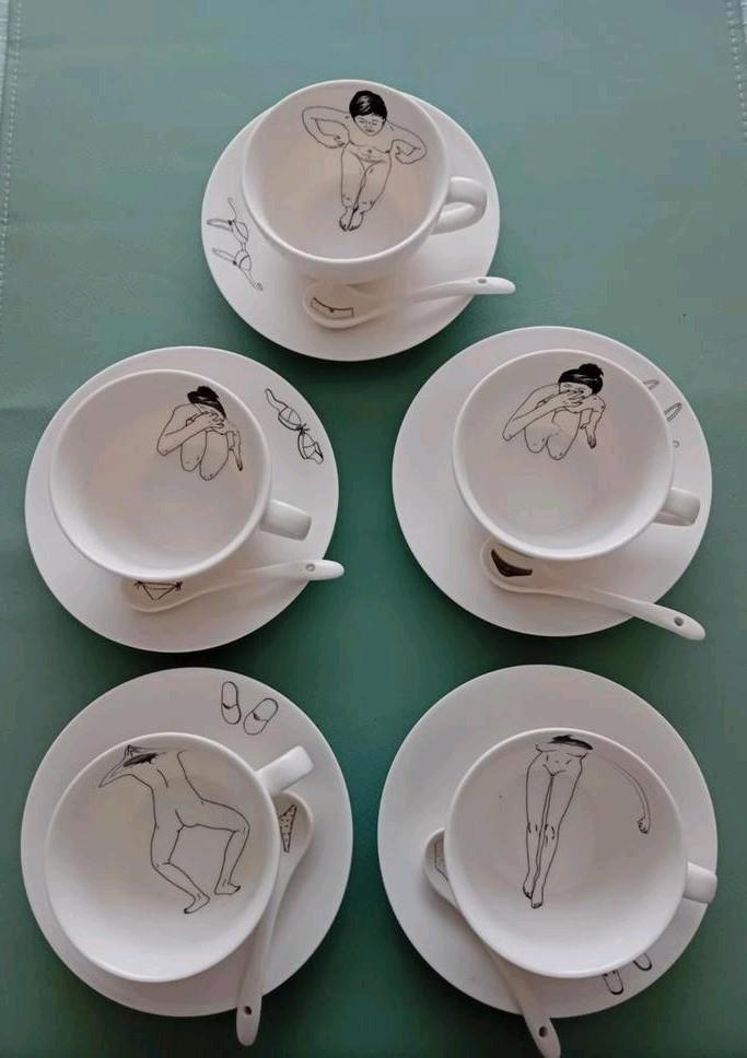 Esther Hochner Pols Potten Servies - 5 Kopjes, Schotel lepel, Huis en Inrichting, Keuken | Servies, Nieuw, Kop(pen) en/of Schotel(s)