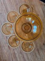 Vintage amber kleurige hobnail set, kommen / schaaltjes, Ophalen of Verzenden