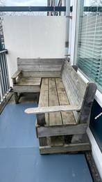Loungebank, hoekbank voor balkon of tuin., 3 zitplaatsen, Bank, Hardhout, Zo goed als nieuw