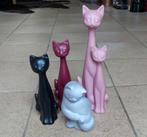 Langnek kat poes vintage kattenbeelden roze rood zwart grijs, Ophalen of Verzenden, Gebruikt, Dier