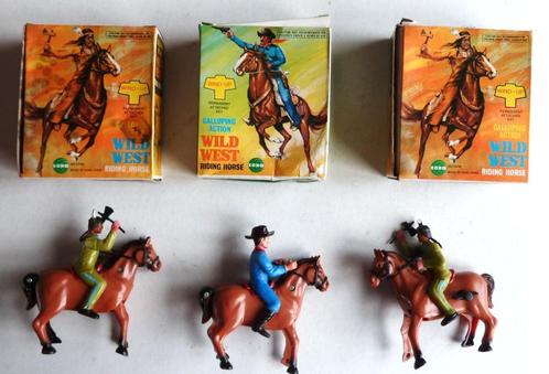 2 Indianen en 1 Cowboy op paard wind-up Echo Made Hong Kong, Verzamelen, Speelgoed, Zo goed als nieuw, Verzenden