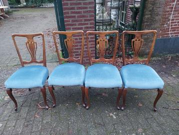 Set van 4 Engelse Queen Anne mahonie harpstoelen. beschikbaar voor biedingen