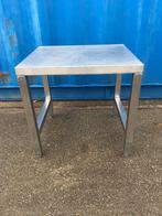 kleine rvs werk/bijzet tafel 60bij50 en 60hoog, Ophalen, Minder dan 55 cm, Metaal of Aluminium, Rond