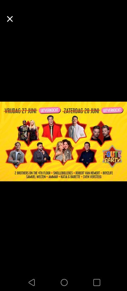 Kaarten Q-music foute party vrijdag 27 juni 2025, Tickets en Kaartjes, Evenementen en Festivals, Drie personen of meer