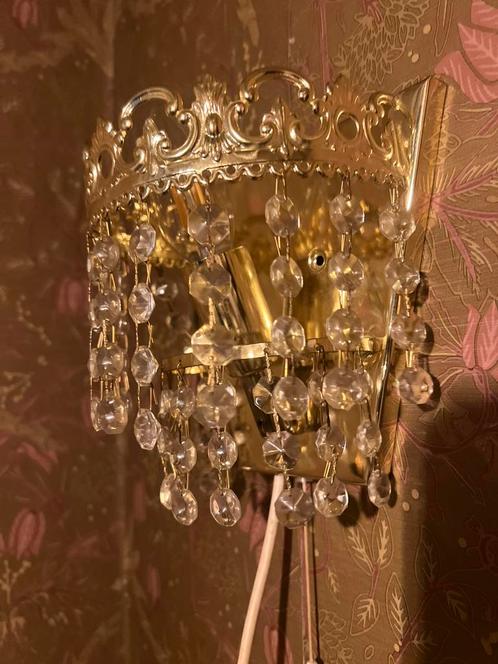 Vintage wandlamp- goudkleurig metaal, Huis en Inrichting, Lampen | Wandlampen, Zo goed als nieuw, Metaal, Ophalen of Verzenden