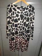 G471 Norah mt 44 jurk bruin zwart beige stretch animal print, Bruin, Verzenden, Maat 42/44 (L), Zo goed als nieuw