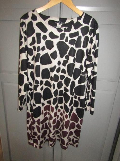 G471 Norah mt 44 jurk bruin zwart beige stretch animal print, Kleding | Dames, Jurken, Zo goed als nieuw, Maat 42/44 (L), Bruin