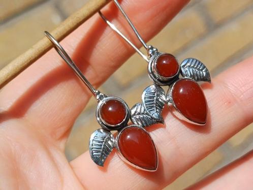 Vanoli - 925 zilveren oorbellen met carneool, Sieraden, Tassen en Uiterlijk, Oorbellen, Nieuw, Hangers, Zilver, Rood, Met edelsteen