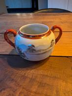 Antieke Suikerpot met Handgeschilderd Landschap, Ophalen