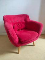 Fauteuil framboos roze fluweel meidenkamer, Ophalen, Gebruikt, 75 tot 100 cm, Hout