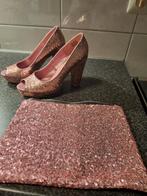 Mooie zachtroze pumps met glitters en zelfde tasje pumps, Ophalen of Verzenden, Nieuw