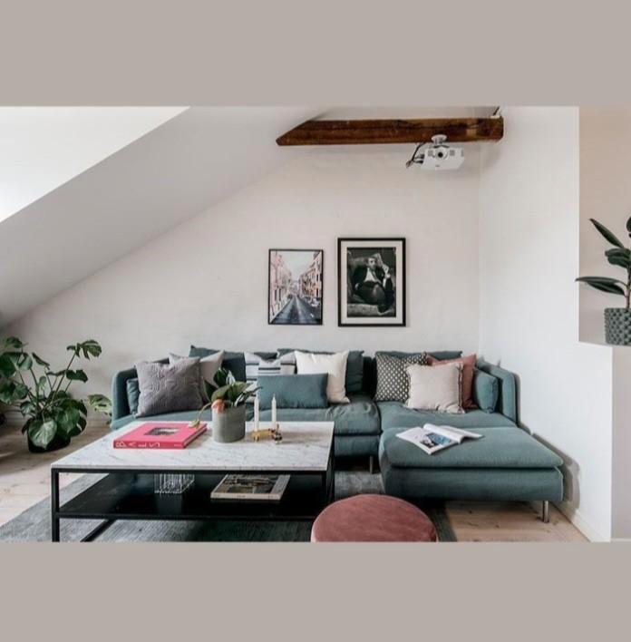 Söderhamn ikea hoekbank turquoise en grijs, Huis en Inrichting, Banken | Complete zithoeken, Zo goed als nieuw, Ophalen of Verzenden