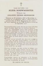 Alida Bouwmeester Rotterdam 1872 - Den Bosch 1965, Verzamelen, Bidprentjes en Rouwkaarten, Bidprentje, Ophalen of Verzenden