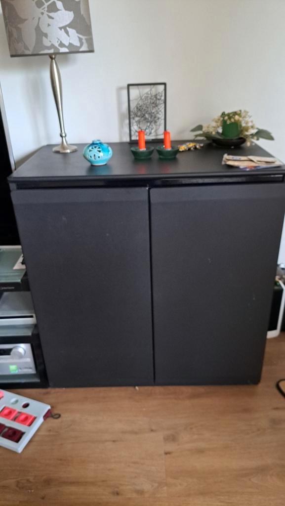 Dressoir zwart Televisiemeubel, Huis en Inrichting, Kasten | Dressoirs, Gebruikt, 50 tot 75 cm, Glas, Metaal, Ophalen
