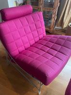 Leolux Fauteuil met Hocker - Unieke Fuchsia Kleur, Huis en Inrichting, Ophalen of Verzenden, Gebruikt, Stof, 75 tot 100 cm
