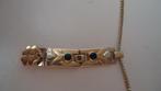 14 karaats gouden ketting + geel/wit gouden hanger saffier, Ophalen of Verzenden, Zo goed als nieuw, Met edelsteen, Goud