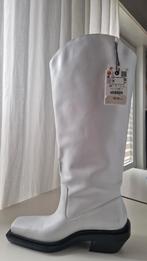 ZARA stoere nieuwe leren witte knielaarzen zwarte hak mt 40, Verzenden, Nieuw, Wit, Hoge laarzen