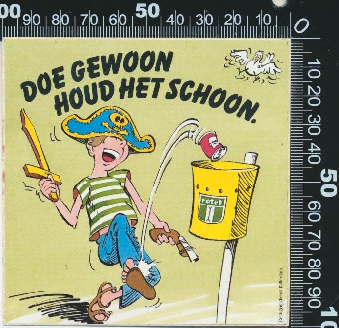 Sticker: Roteb - Doe gewoon houd het schoon (3), Verzamelen, Stickers, Zo goed als nieuw, Bedrijf of Vereniging, Verzenden