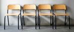 58 x Vintage schoolstoelen houten retro cafe stoelen horeca, Ophalen of Verzenden, Zo goed als nieuw, Blauw, Vijf, Zes of meer stoelen