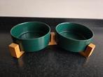 Drink en voerbak keramiek bamboe petrol groen, Ophalen of Verzenden, Zo goed als nieuw
