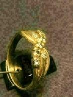 310195-4 14K gouden ring gezet met 5 diamanten briljantgesle, Goud, 18 tot 19, Goud, Met edelsteen