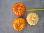 3 keramieken pompoenen halloween, Ophalen of Verzenden, Zo goed als nieuw, Feestartikel, Halloween of Griezel