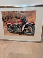 Harley Davidson FL Knucklehead 1947 poster, Met lijst, Ophalen of Verzenden, Zo goed als nieuw, A1 t/m A3