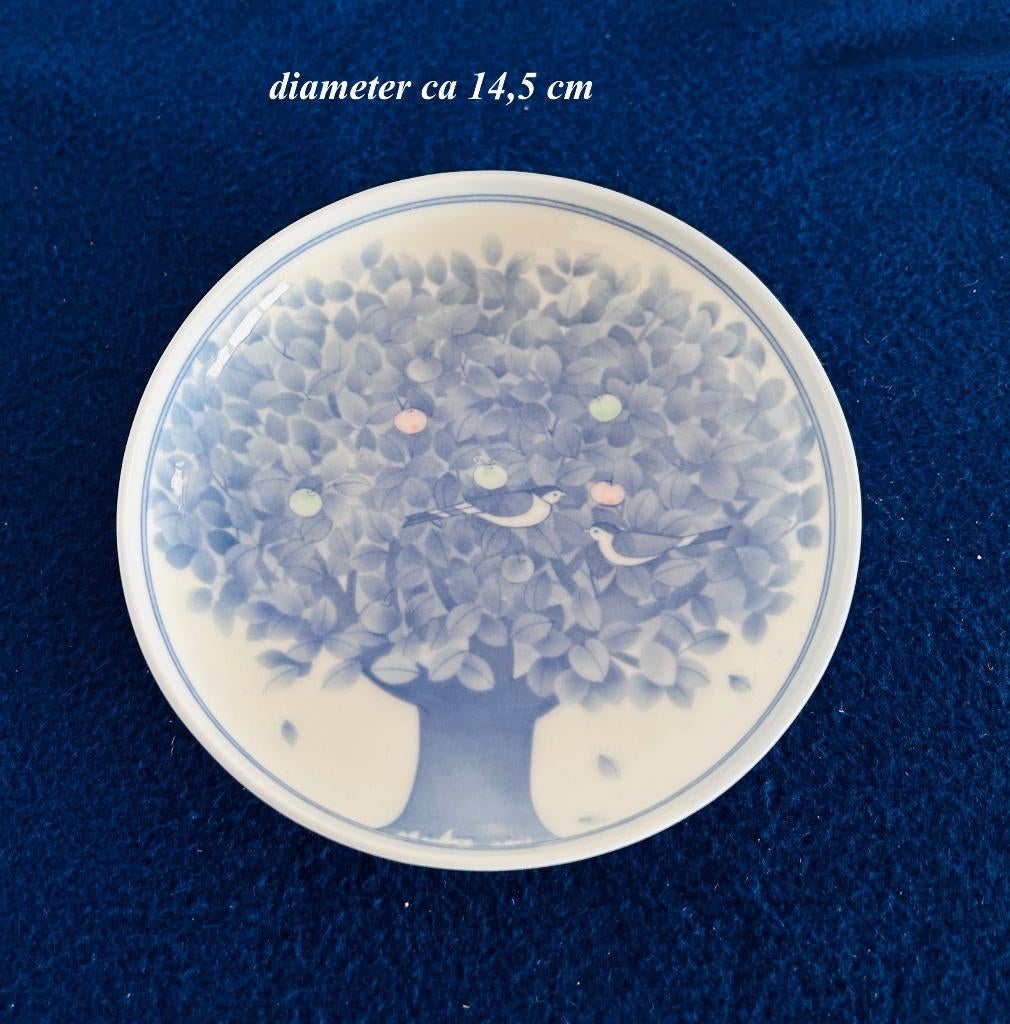 Bordje Schaaltje 14,5 cm Levensboom Vogels Japans Gemerkt, Ophalen