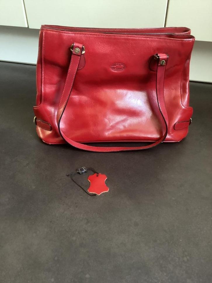 Donkerrode leren damestas B & M, Sieraden, Tassen en Uiterlijk, Tassen | Damestassen, Nieuw, Overige typen, Rood, Ophalen