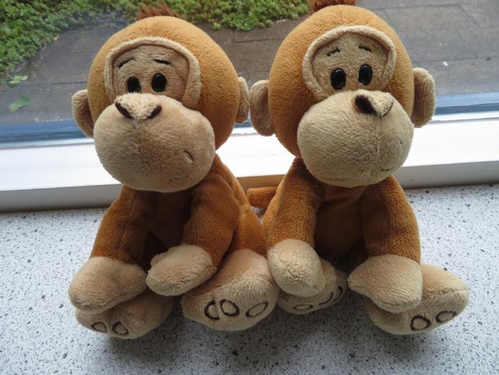NOG 1 x Aap of aapje van Hema bruin creme velours, Kinderen en Baby's, Speelgoed | Knuffels en Pluche, Overige typen, Ophalen of Verzenden