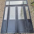 290hx222br Art nouveau deurenset met bovenlicht geetst glas, Ophalen
