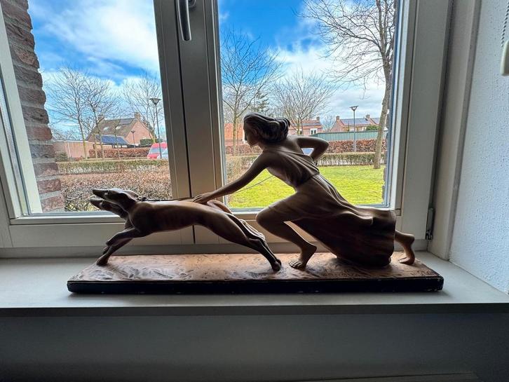 Arnova beeld Diana met windhonden - Art Deco, Antiek en Kunst, Kunst | Beelden en Houtsnijwerken, Ophalen