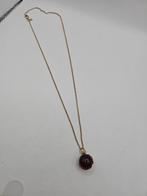 Zilveren Vintage Ketting met Rode Steen, Ophalen of Verzenden, Zo goed als nieuw, Rood, Zilver
