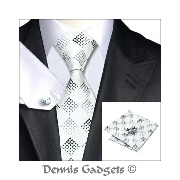 Dennis Gadgets: 100 % zijden stropdas ( 3 delig !! ) DG 0355, Kleding | Heren, Stropdassen, Nieuw, Met patroon, Wit, Ophalen of Verzenden