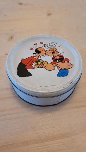 Vintage Frans blikje van Popeye en Olijfje beschikbaar voor biedingen