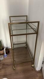 Trolley keuken glas en goud, Huis en Inrichting, Ophalen, 50 tot 100 cm, Glas, Zo goed als nieuw